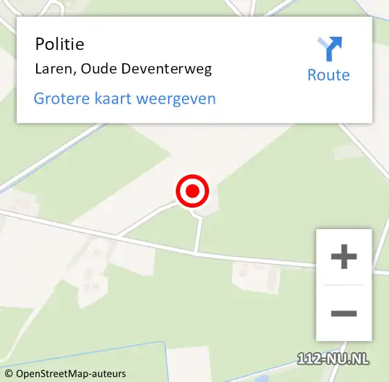 Locatie op kaart van de 112 melding: Politie Laren, Oude Deventerweg op 2 september 2022 04:57