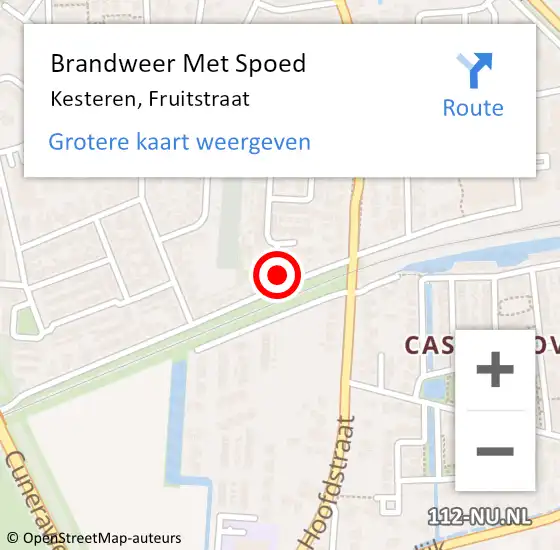 Locatie op kaart van de 112 melding: Brandweer Met Spoed Naar Kesteren, Fruitstraat op 2 september 2022 05:31