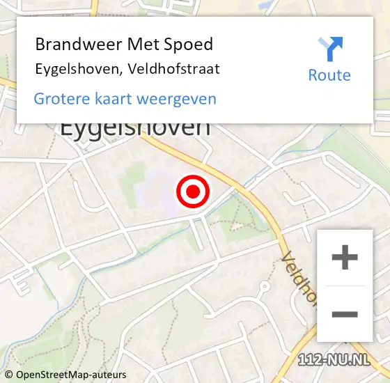 Locatie op kaart van de 112 melding: Brandweer Met Spoed Naar Eygelshoven, Veldhofstraat op 2 september 2022 06:21