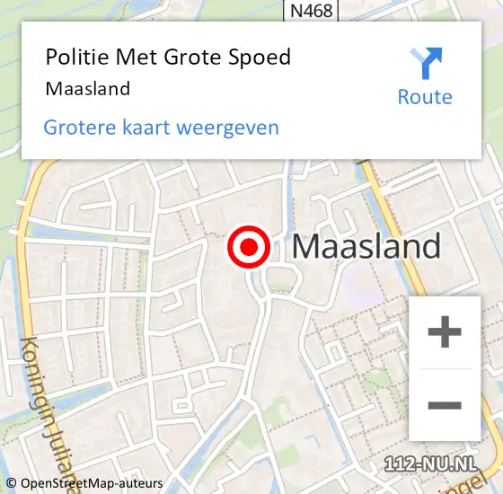 Locatie op kaart van de 112 melding: Politie Met Grote Spoed Naar Maasland op 2 september 2022 06:54