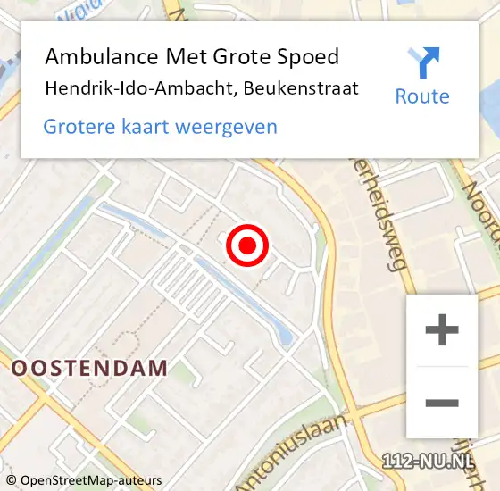 Locatie op kaart van de 112 melding: Ambulance Met Grote Spoed Naar Hendrik-Ido-Ambacht, Beukenstraat op 2 september 2022 07:07