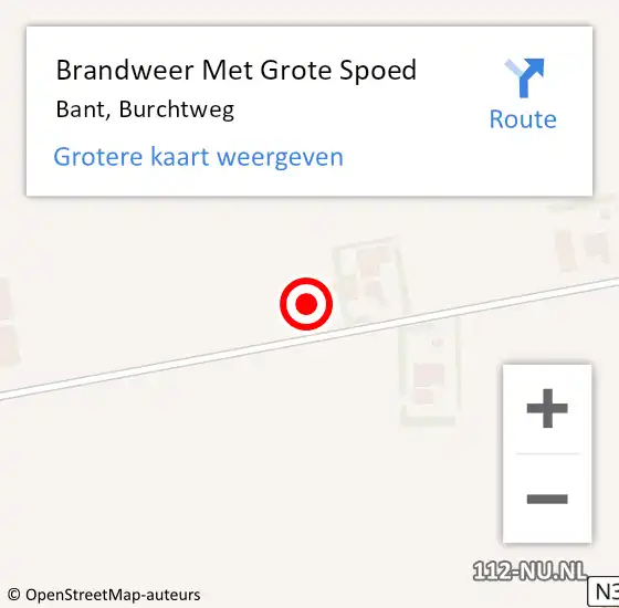 Locatie op kaart van de 112 melding: Brandweer Met Grote Spoed Naar Bant, Burchtweg op 2 september 2022 07:49