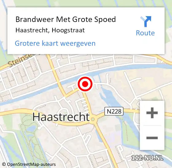 Locatie op kaart van de 112 melding: Brandweer Met Grote Spoed Naar Haastrecht, Hoogstraat op 2 september 2022 07:51