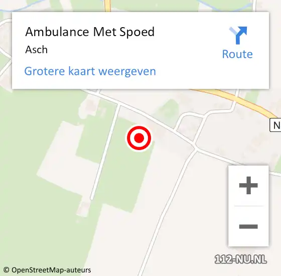 Locatie op kaart van de 112 melding: Ambulance Met Spoed Naar Asch op 2 september 2022 07:57