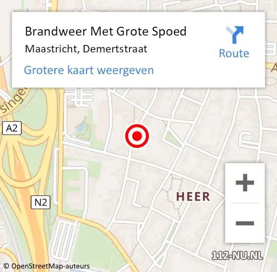 Locatie op kaart van de 112 melding: Brandweer Met Grote Spoed Naar Maastricht, Demertstraat op 2 september 2022 08:02