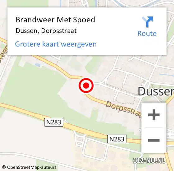 Locatie op kaart van de 112 melding: Brandweer Met Spoed Naar Dussen, Dorpsstraat op 28 juli 2014 11:18