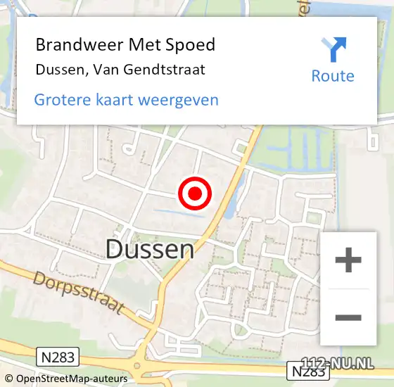 Locatie op kaart van de 112 melding: Brandweer Met Spoed Naar Dussen, Van Gendtstraat op 28 juli 2014 11:18