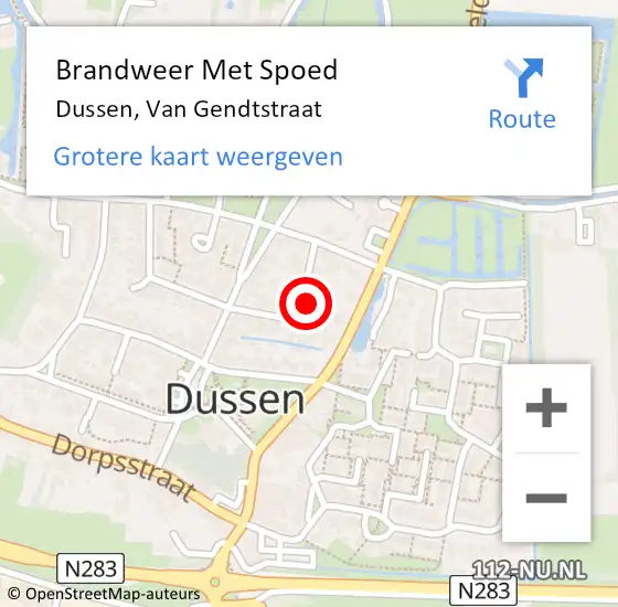 Locatie op kaart van de 112 melding: Brandweer Met Spoed Naar Dussen, Van Gendtstraat op 28 juli 2014 11:19