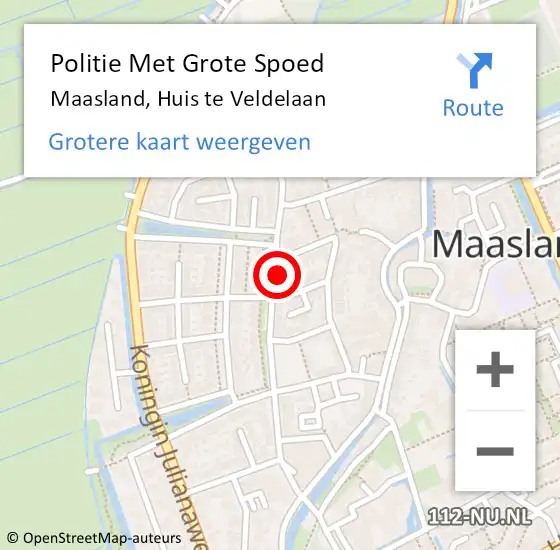 Locatie op kaart van de 112 melding: Politie Met Grote Spoed Naar Maasland, Huis te Veldelaan op 2 september 2022 08:49