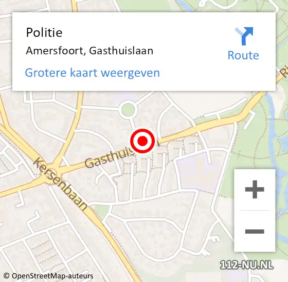 Locatie op kaart van de 112 melding: Politie Amersfoort, Gasthuislaan op 2 september 2022 08:58