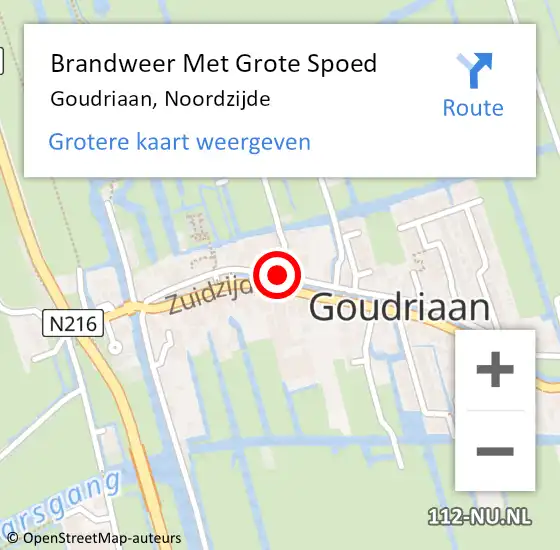 Locatie op kaart van de 112 melding: Brandweer Met Grote Spoed Naar Goudriaan, Noordzijde op 2 september 2022 09:08