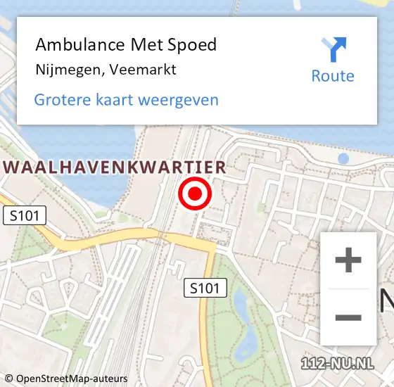 Locatie op kaart van de 112 melding: Ambulance Met Spoed Naar Nijmegen, Veemarkt op 2 september 2022 09:09