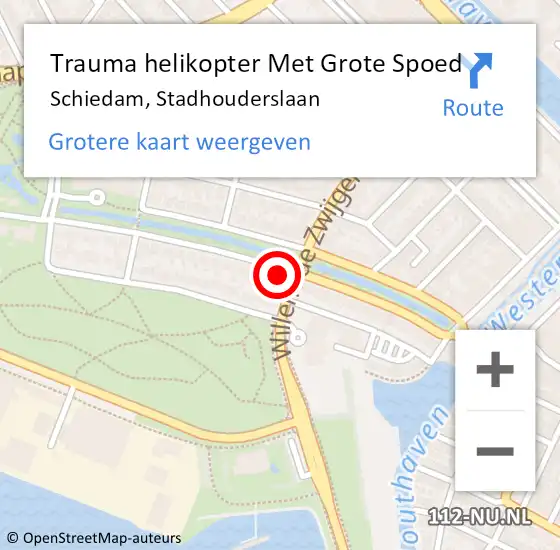 Locatie op kaart van de 112 melding: Trauma helikopter Met Grote Spoed Naar Schiedam, Stadhouderslaan op 2 september 2022 09:40