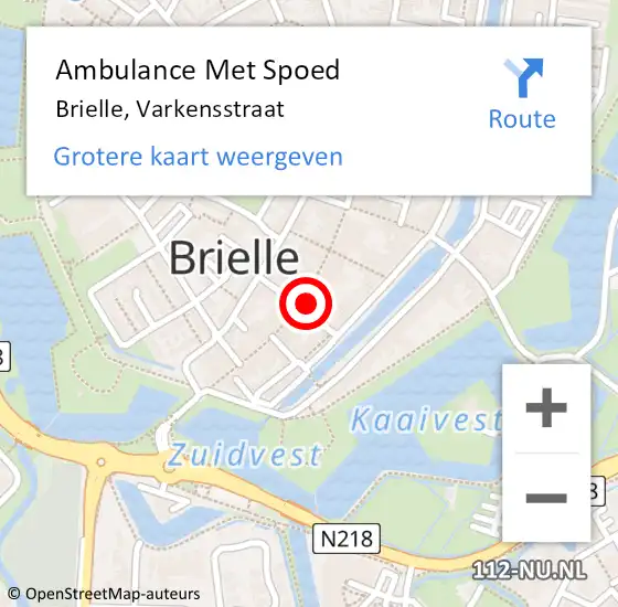 Locatie op kaart van de 112 melding: Ambulance Met Spoed Naar Brielle, Varkensstraat op 2 september 2022 09:51