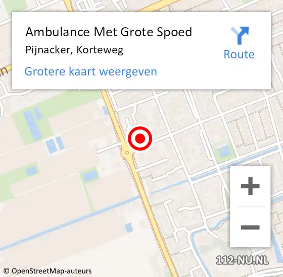 Locatie op kaart van de 112 melding: Ambulance Met Grote Spoed Naar Pijnacker, Korteweg op 2 september 2022 10:02