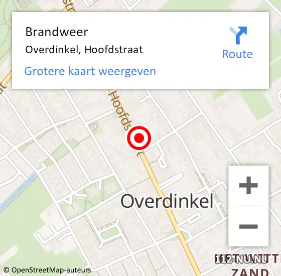 Locatie op kaart van de 112 melding: Brandweer Overdinkel, Hoofdstraat op 2 september 2022 10:02