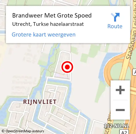 Locatie op kaart van de 112 melding: Brandweer Met Grote Spoed Naar Utrecht, Turkse hazelaarstraat op 2 september 2022 10:10