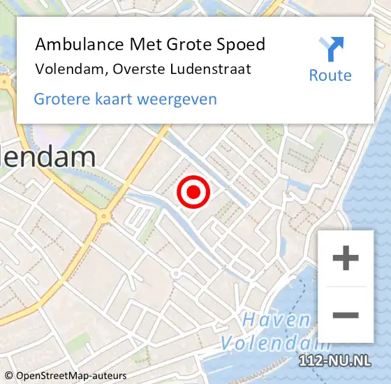 Locatie op kaart van de 112 melding: Ambulance Met Grote Spoed Naar Volendam, Overste Ludenstraat op 2 september 2022 10:10