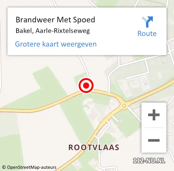Locatie op kaart van de 112 melding: Brandweer Met Spoed Naar Bakel, Aarle-Rixtelseweg op 2 september 2022 10:11