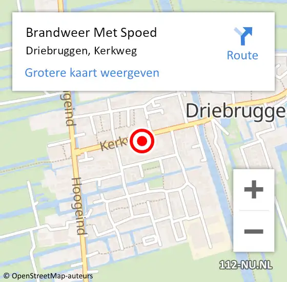 Locatie op kaart van de 112 melding: Brandweer Met Spoed Naar Driebruggen, Kerkweg op 28 juli 2014 11:24