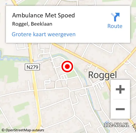 Locatie op kaart van de 112 melding: Ambulance Met Spoed Naar Roggel, Beeklaan op 2 september 2022 10:21