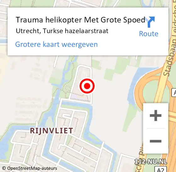 Locatie op kaart van de 112 melding: Trauma helikopter Met Grote Spoed Naar Utrecht, Turkse hazelaarstraat op 2 september 2022 10:26