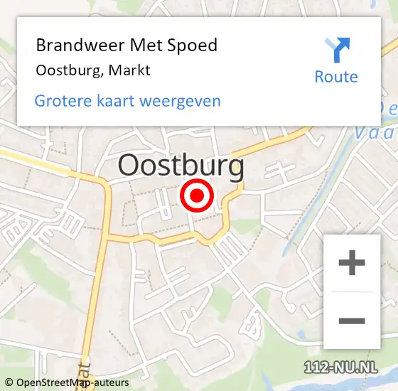 Locatie op kaart van de 112 melding: Brandweer Met Spoed Naar Oostburg, Markt op 2 september 2022 10:29