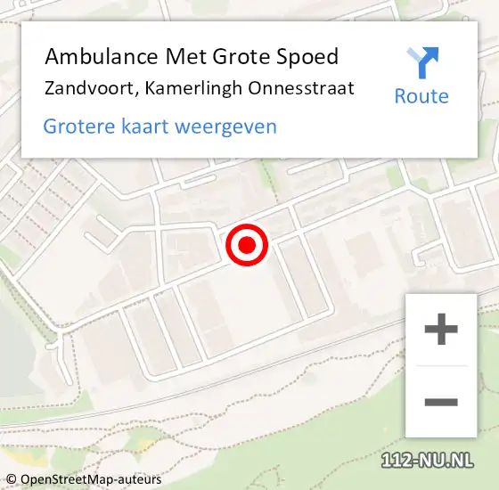 Locatie op kaart van de 112 melding: Ambulance Met Grote Spoed Naar Zandvoort, Kamerlingh Onnesstraat op 2 september 2022 10:31