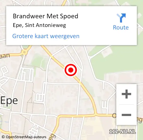 Locatie op kaart van de 112 melding: Brandweer Met Spoed Naar Epe, Sint Antonieweg op 2 september 2022 10:58