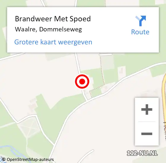 Locatie op kaart van de 112 melding: Brandweer Met Spoed Naar Waalre, Dommelseweg op 2 september 2022 11:02