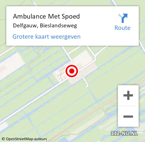 Locatie op kaart van de 112 melding: Ambulance Met Spoed Naar Delfgauw, Bieslandseweg op 2 september 2022 11:13