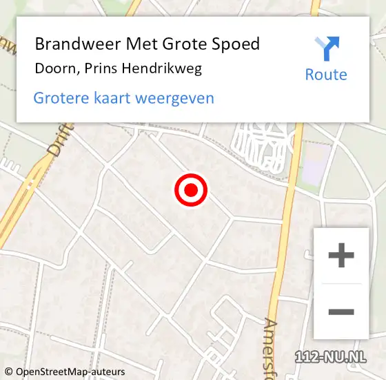 Locatie op kaart van de 112 melding: Brandweer Met Grote Spoed Naar Doorn, Prins Hendrikweg op 2 september 2022 11:14