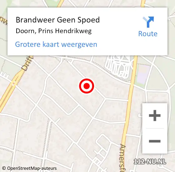 Locatie op kaart van de 112 melding: Brandweer Geen Spoed Naar Doorn, Prins Hendrikweg op 2 september 2022 11:18