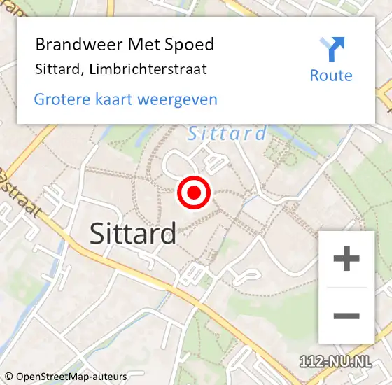 Locatie op kaart van de 112 melding: Brandweer Met Spoed Naar Sittard, Limbrichterstraat op 2 september 2022 11:29