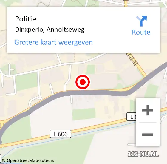Locatie op kaart van de 112 melding: Politie Dinxperlo, Anholtseweg op 2 september 2022 11:30