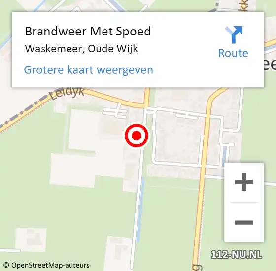 Locatie op kaart van de 112 melding: Brandweer Met Spoed Naar Waskemeer, Oude Wijk op 2 september 2022 11:56
