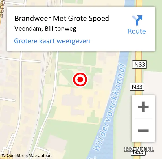 Locatie op kaart van de 112 melding: Brandweer Met Grote Spoed Naar Veendam, Billitonweg op 2 september 2022 11:58