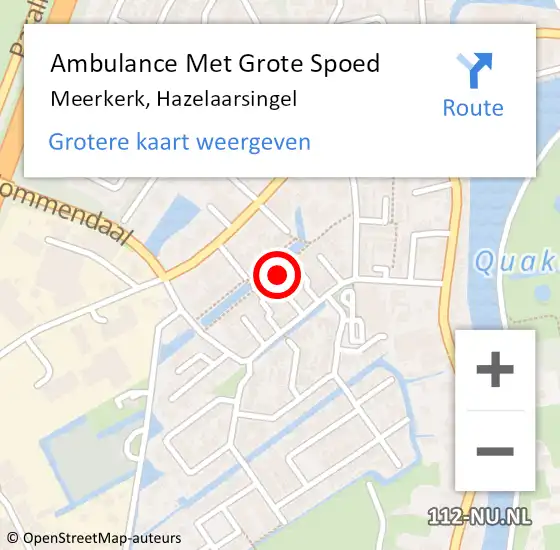 Locatie op kaart van de 112 melding: Ambulance Met Grote Spoed Naar Meerkerk, Hazelaarsingel op 2 september 2022 12:00
