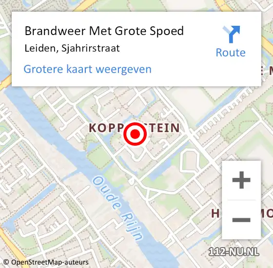 Locatie op kaart van de 112 melding: Brandweer Met Grote Spoed Naar Leiden, Sjahrirstraat op 2 september 2022 12:04