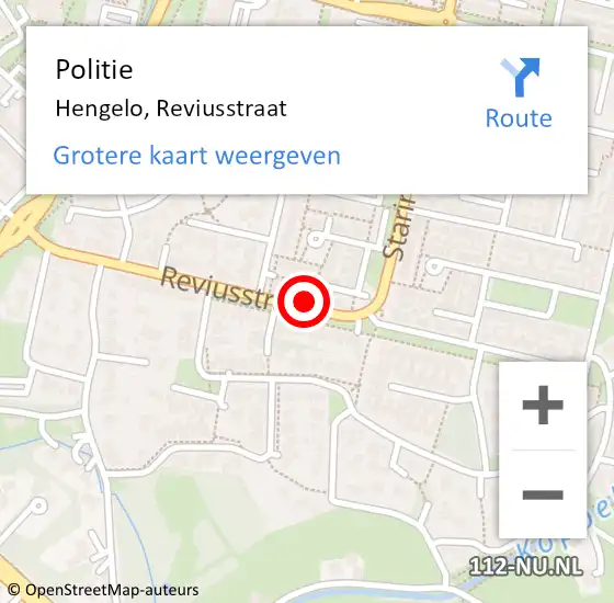 Locatie op kaart van de 112 melding: Politie Hengelo, Reviusstraat op 2 september 2022 12:09