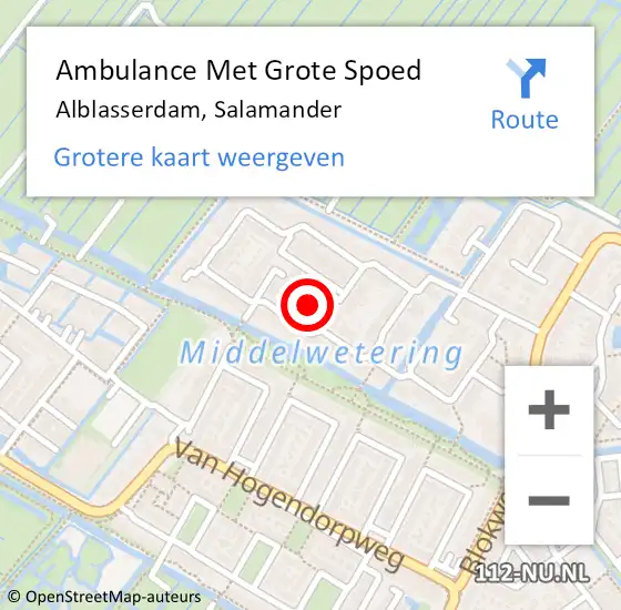 Locatie op kaart van de 112 melding: Ambulance Met Grote Spoed Naar Alblasserdam, Salamander op 2 september 2022 12:11