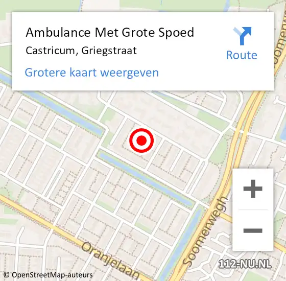 Locatie op kaart van de 112 melding: Ambulance Met Grote Spoed Naar Castricum, Griegstraat op 2 september 2022 12:24