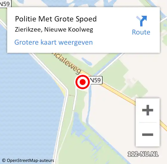 Locatie op kaart van de 112 melding: Politie Met Grote Spoed Naar Zierikzee, Nieuwe Koolweg op 2 september 2022 12:25