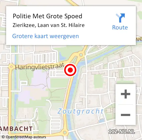 Locatie op kaart van de 112 melding: Politie Met Grote Spoed Naar Zierikzee, Laan van St. Hilaire op 2 september 2022 12:26