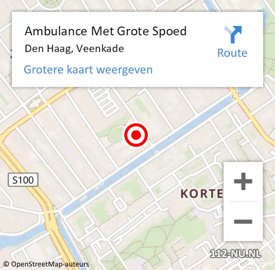 Locatie op kaart van de 112 melding: Ambulance Met Grote Spoed Naar Den Haag, Veenkade op 2 september 2022 12:44