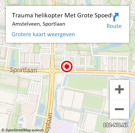 Locatie op kaart van de 112 melding: Trauma helikopter Met Grote Spoed Naar Amstelveen, Sportlaan op 2 september 2022 12:55