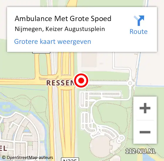 Locatie op kaart van de 112 melding: Ambulance Met Grote Spoed Naar Nijmegen, Keizer Augustusplein op 2 september 2022 13:02