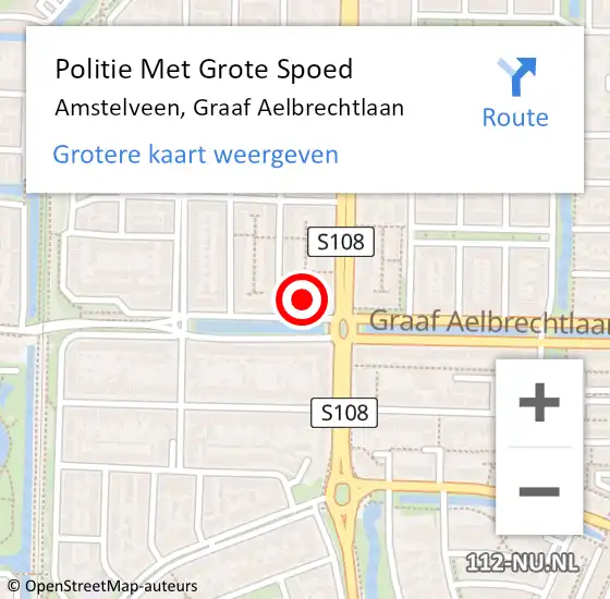 Locatie op kaart van de 112 melding: Politie Met Grote Spoed Naar Amstelveen, Graaf Aelbrechtlaan op 2 september 2022 13:02