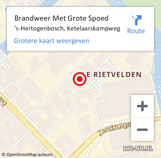 Locatie op kaart van de 112 melding: Brandweer Met Grote Spoed Naar 's-Hertogenbosch, Ketelaarskampweg op 2 september 2022 13:03