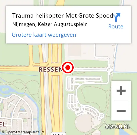 Locatie op kaart van de 112 melding: Trauma helikopter Met Grote Spoed Naar Nijmegen, Keizer Augustusplein op 2 september 2022 13:03